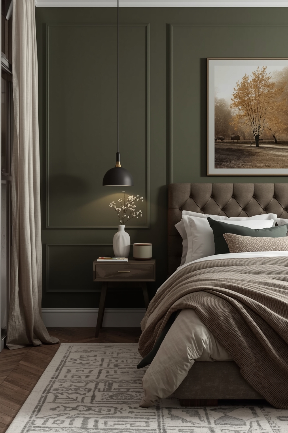 Contemporary Olive Green Bedroom Layout Inspirations