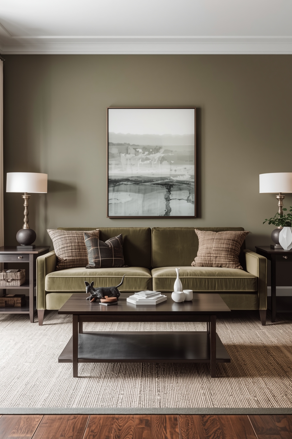 Contemporary Olive Green Living Room Layout Galleries
