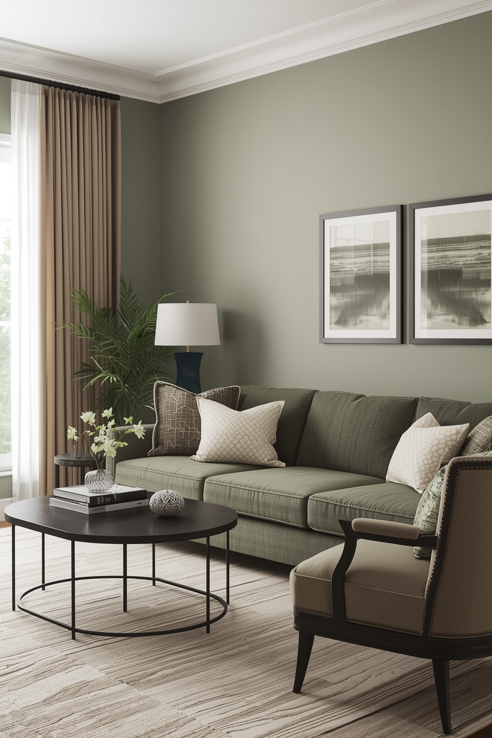 Contemporary Sage Green Living Room Design Inspirations