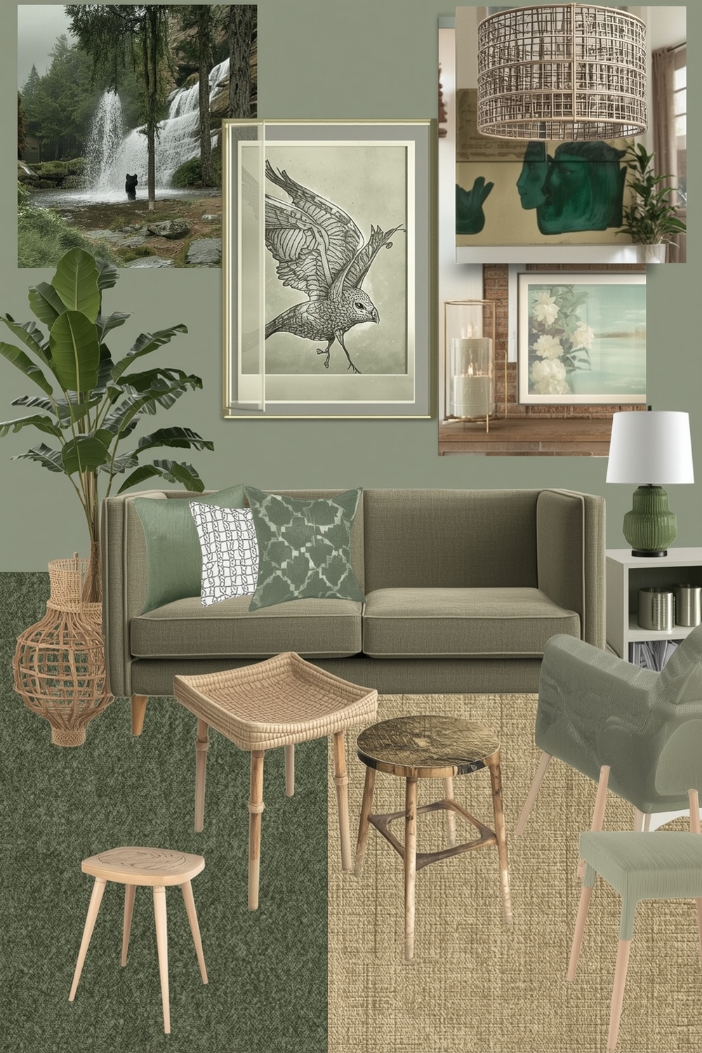Contemporary Sage Green Living Room Inspiration Boards