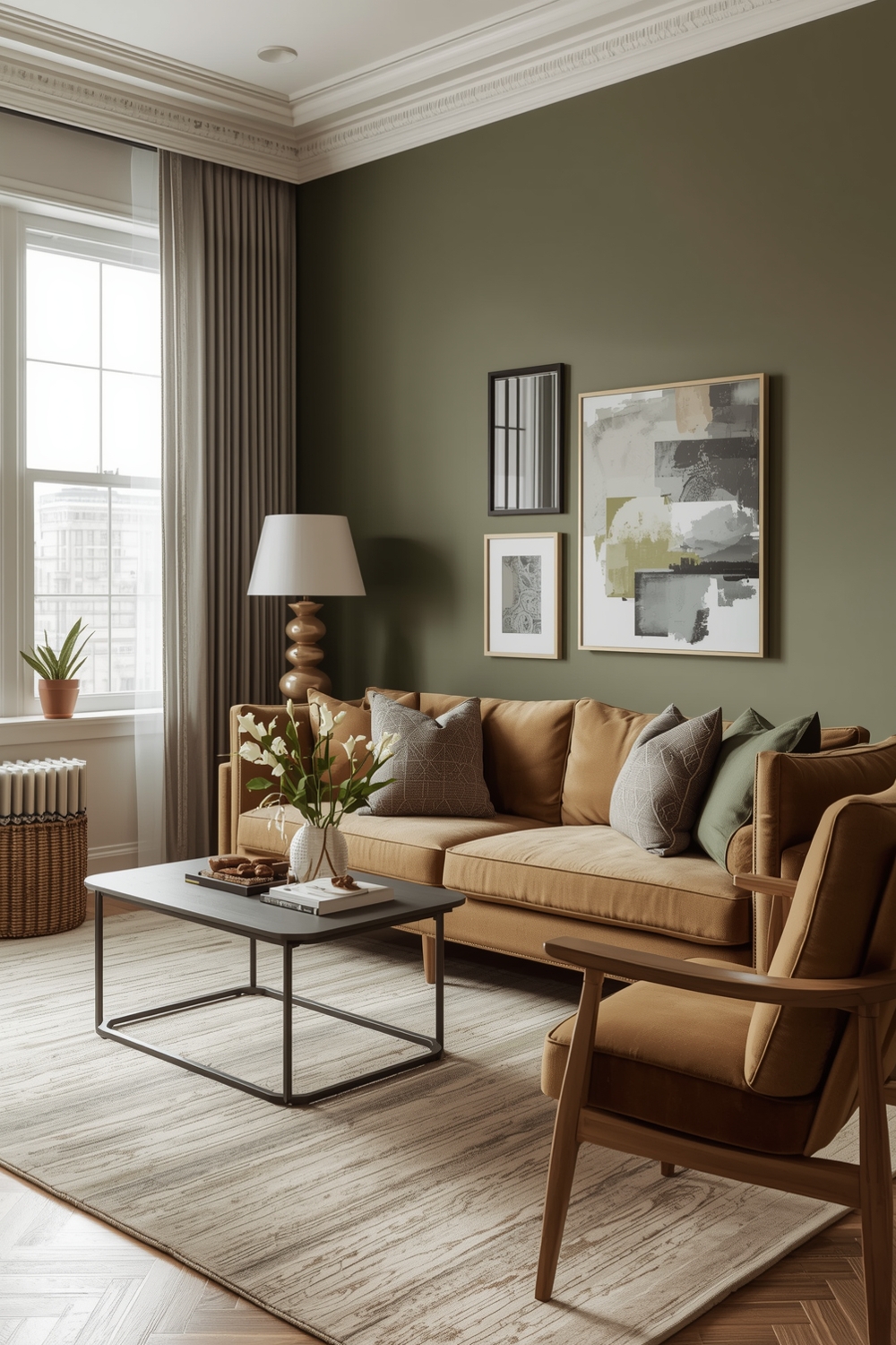Current Olive Green Living Room Design Examples