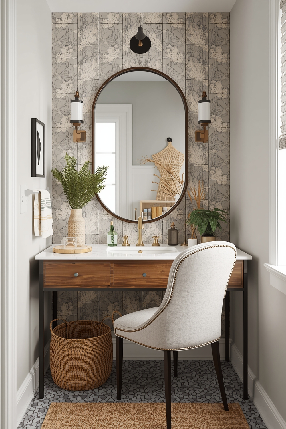 Efficient Bathroom Mirror Workspace Layouts