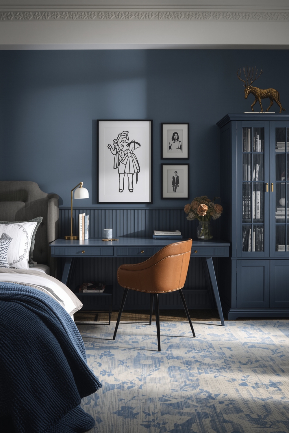 Efficient Blue Bedroom Workspace Concepts