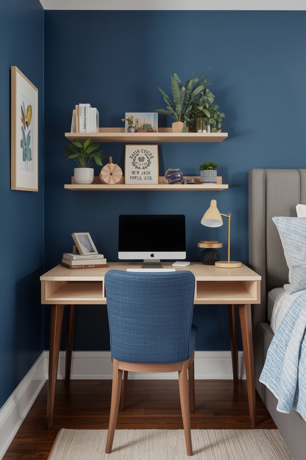 Efficient Blue Bedroom Workspace Ideas