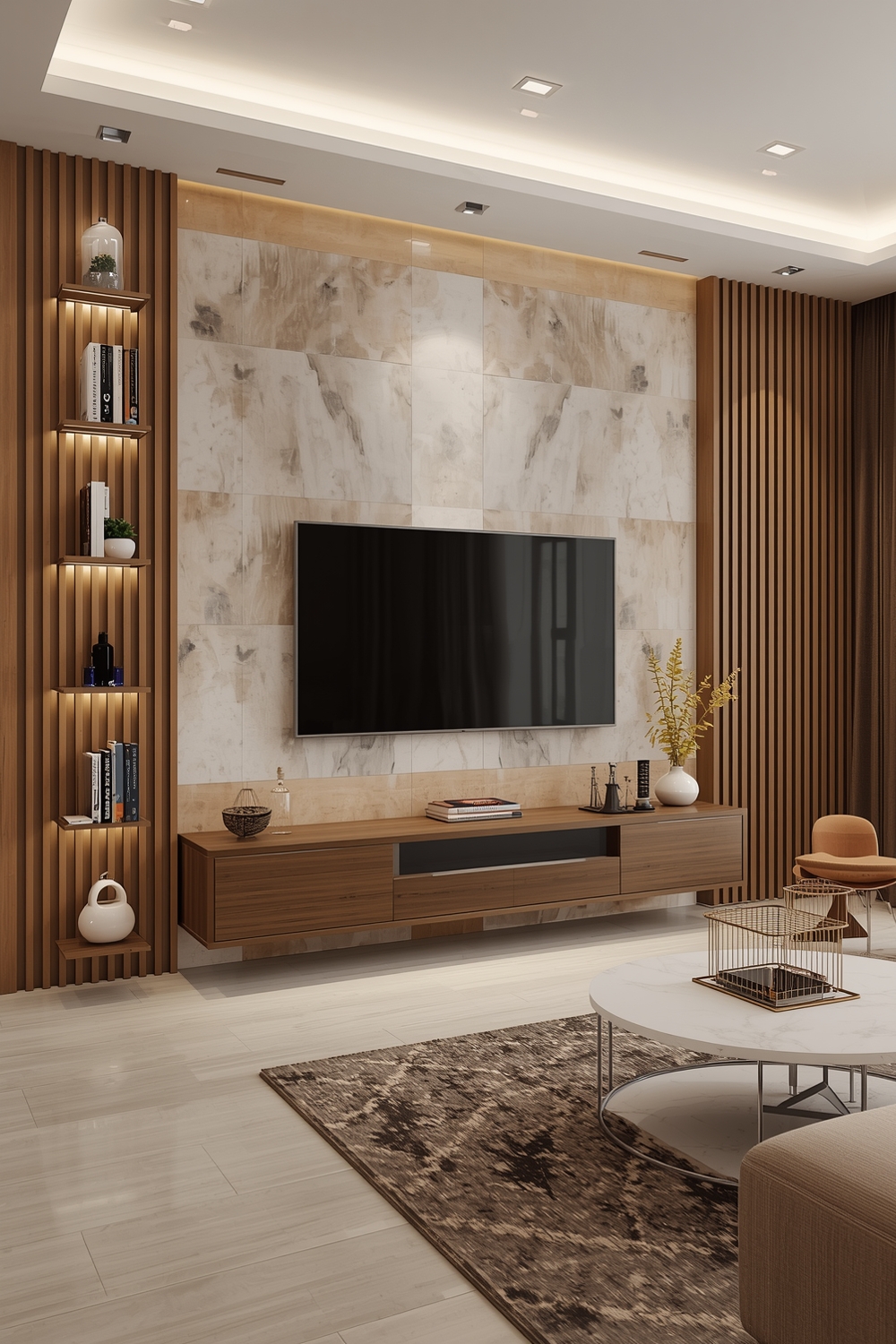 Efficient Living Room TV Wall Design Examples