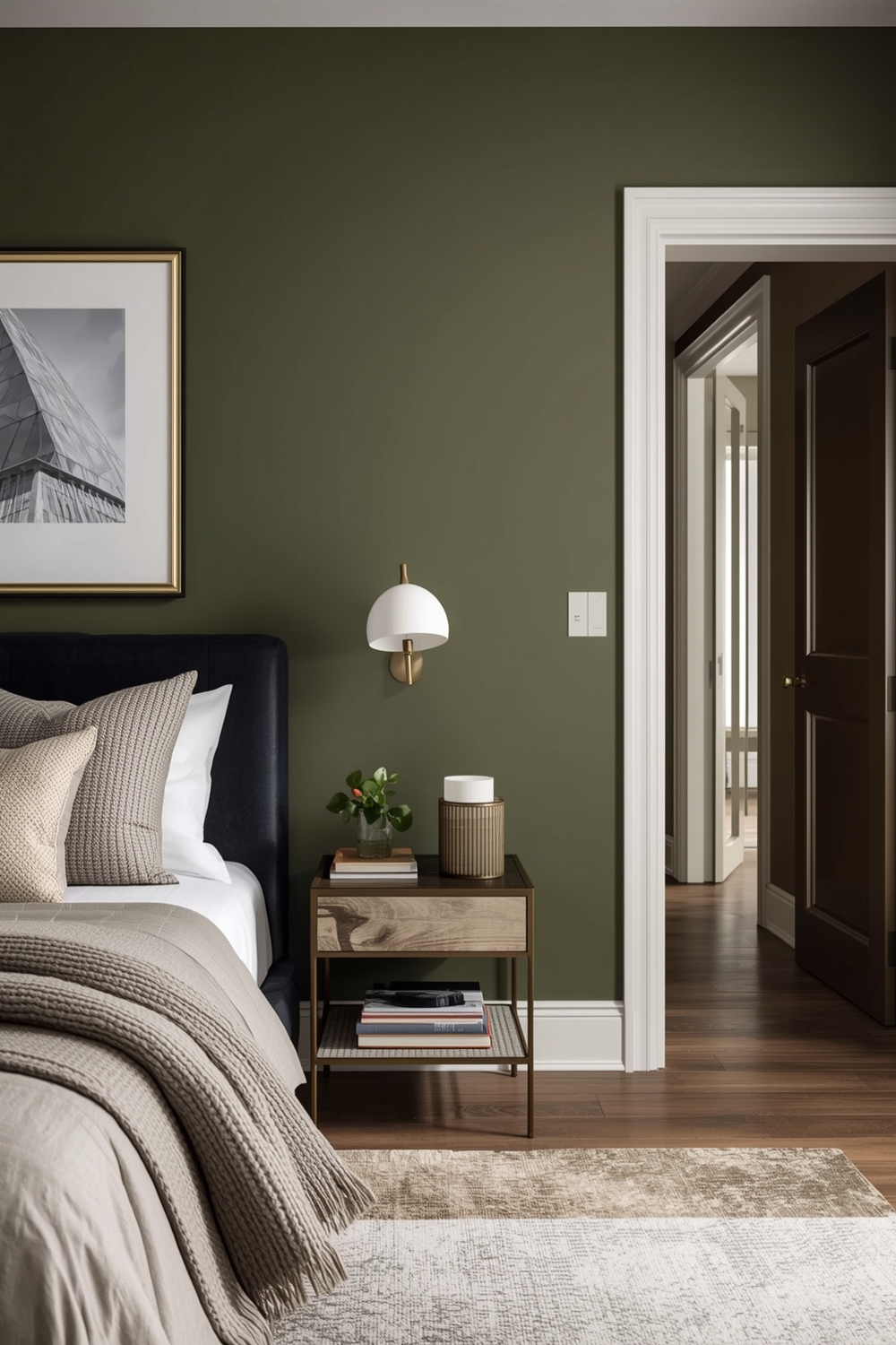 Efficient Olive Green Bedroom Layout Plans