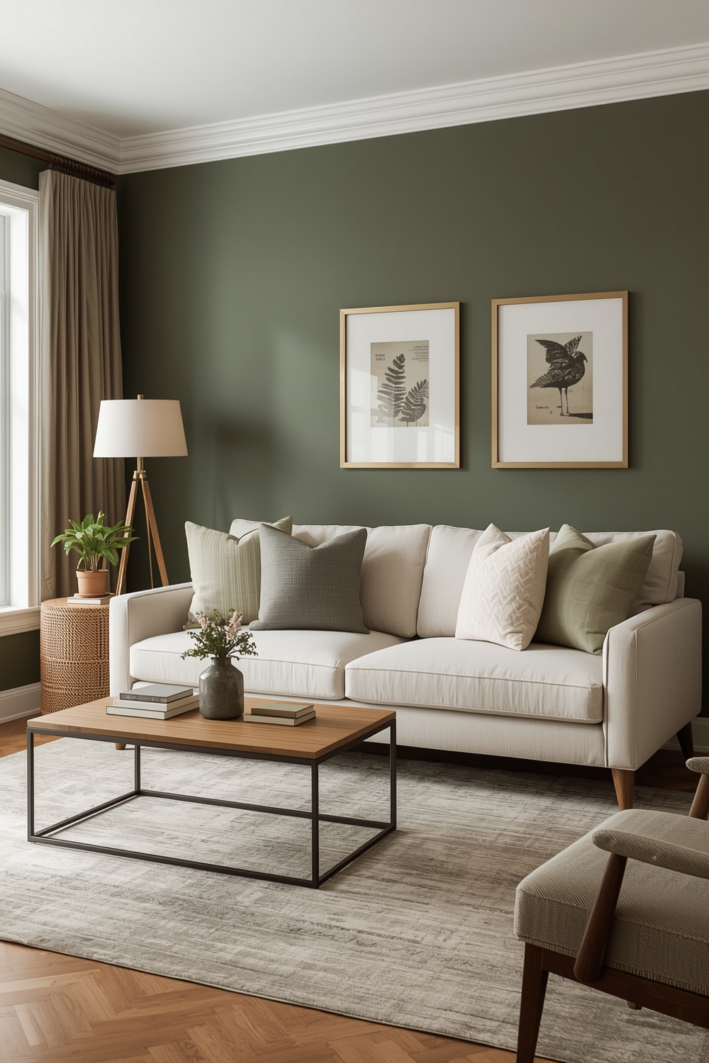 Efficient Olive Green Living Room Layout Examples