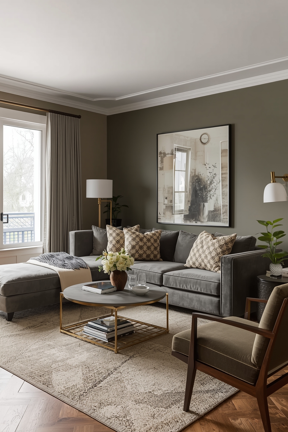 Efficient Olive Green Living Room Layout Examples
