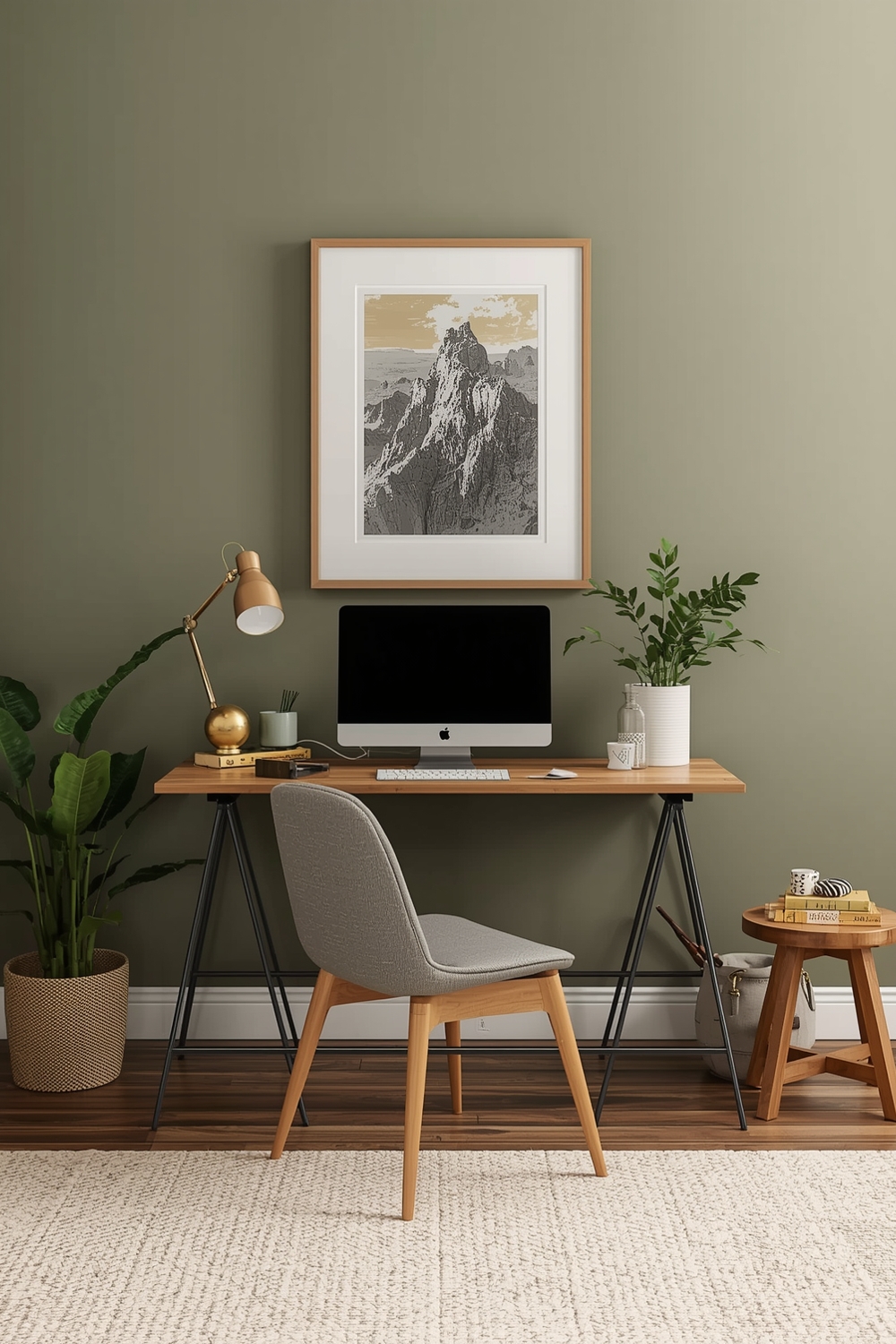 Efficient Olive Green Living Room Workspace Concepts