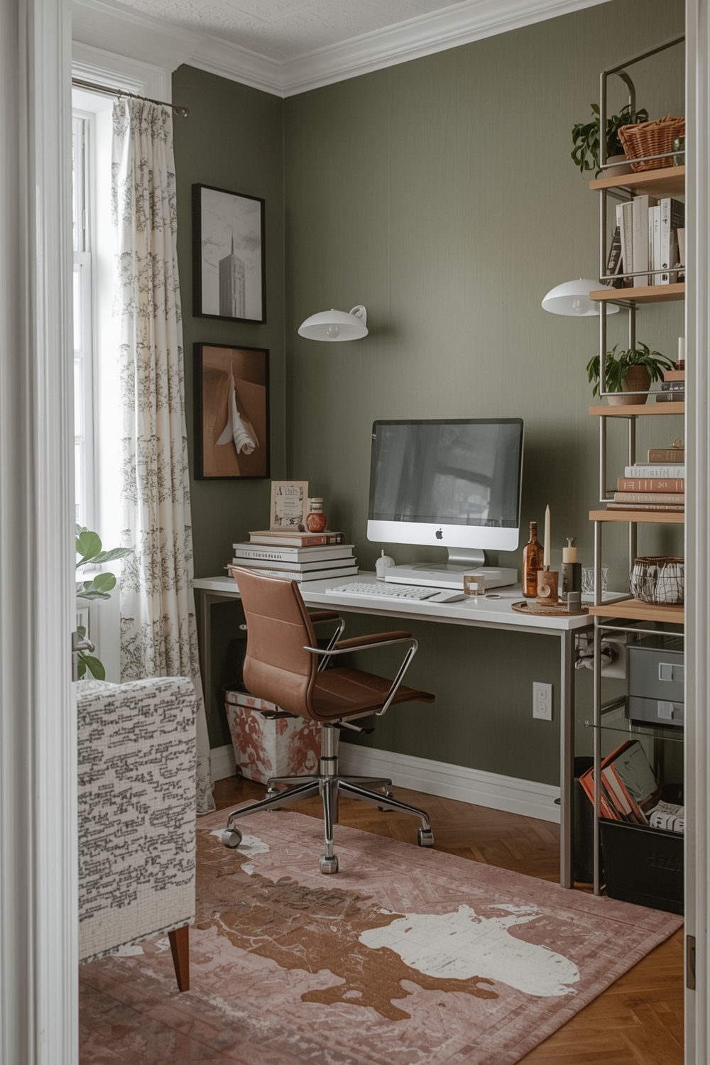 Efficient Olive Green Living Room Workspace Ideas