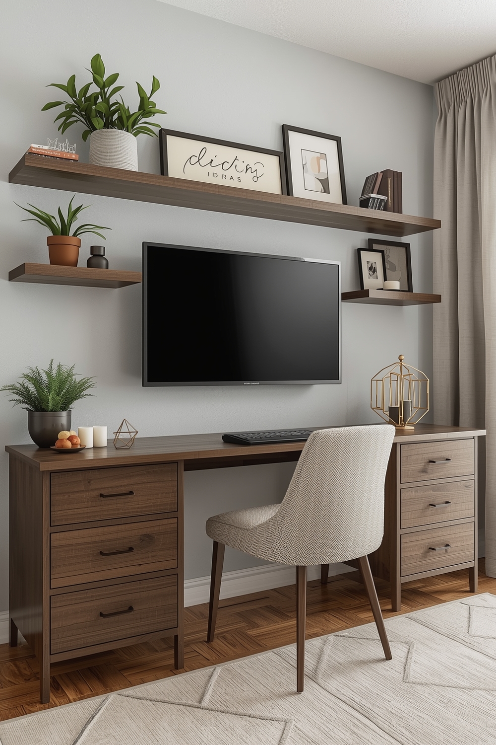 Efficient TV Wall Workspace Ideas
