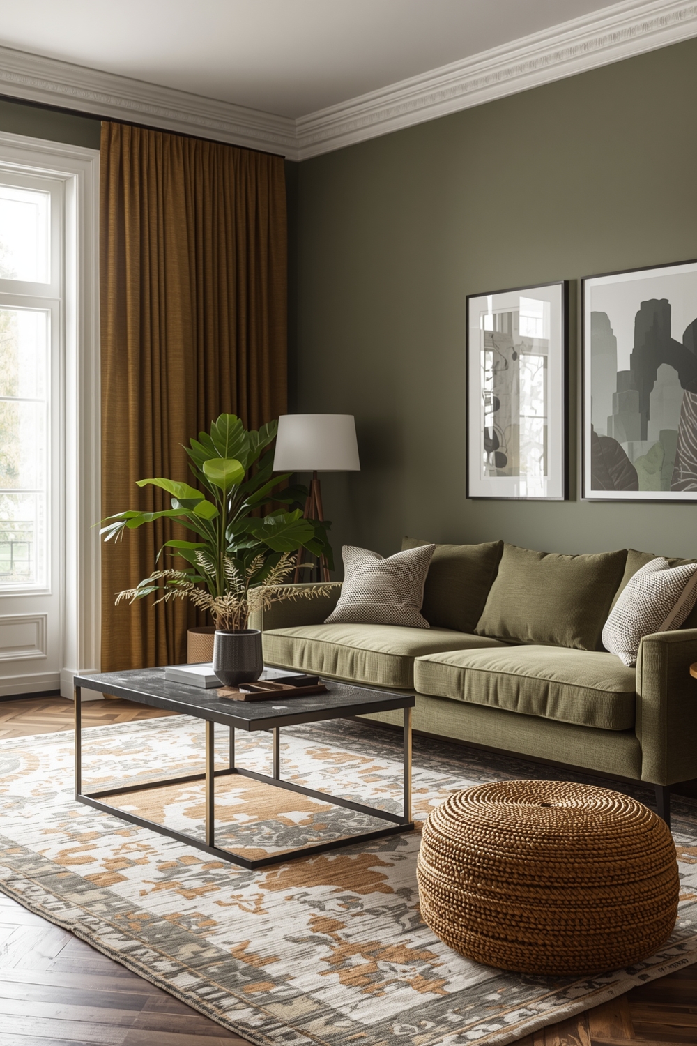 Essential Olive Green Living Room Layout Concept Examples