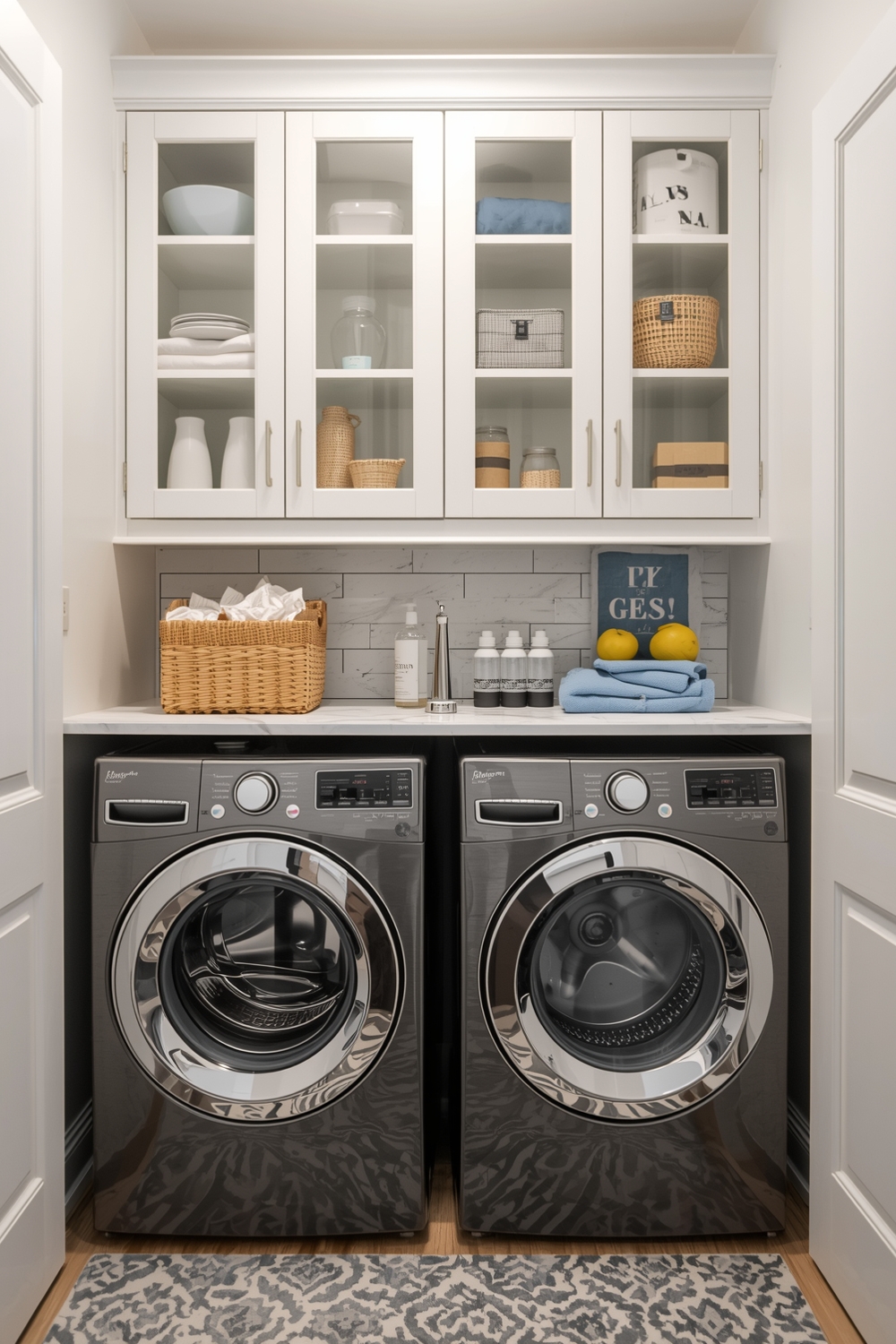 Laundry Room with Efficient Cabinet Organizers