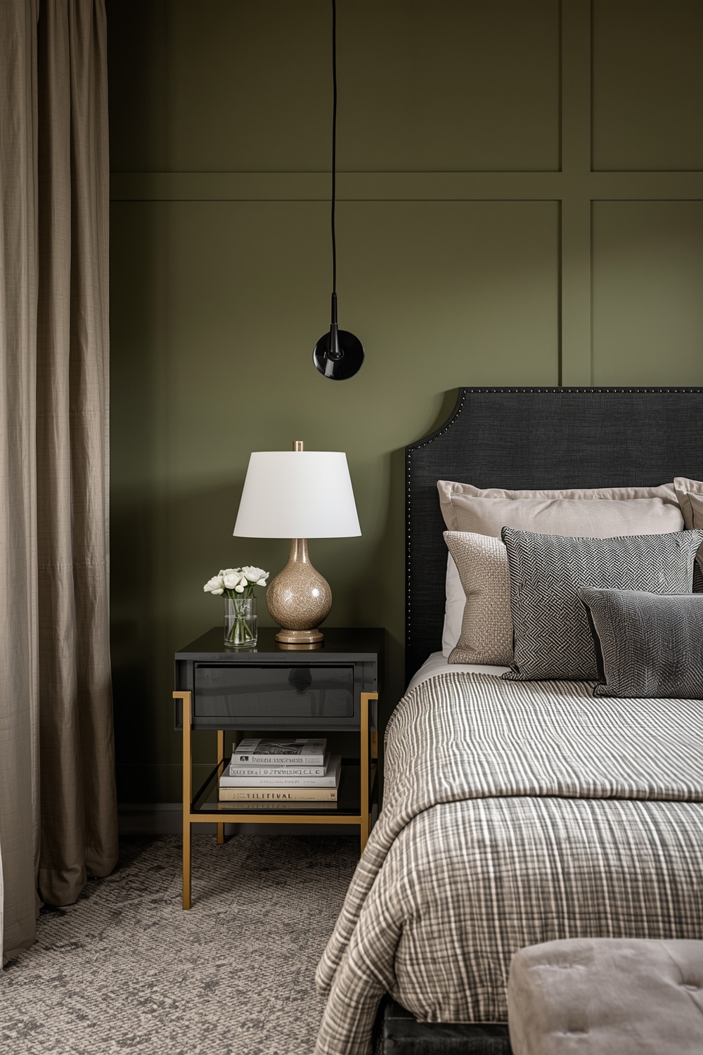 Olive Green Bedroom Accent Wall Inspirations