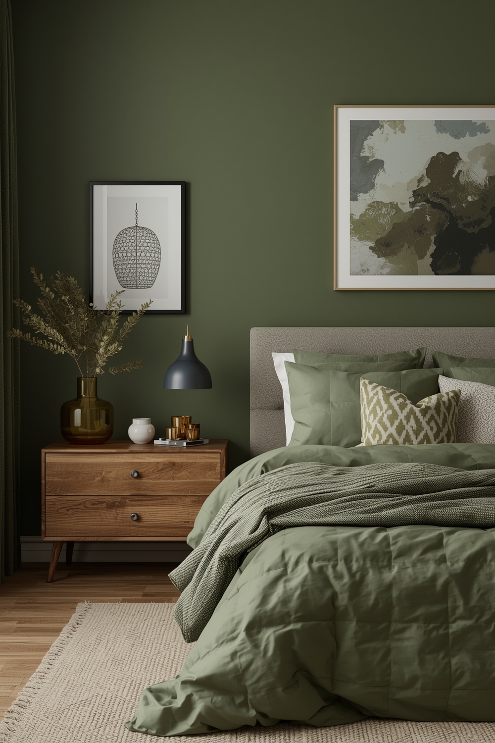 Olive Green Bedroom Layout Collections for Soothing Vibes