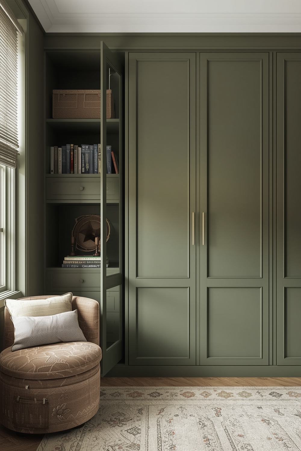 Olive Green Bedroom Storage Solution Ideas