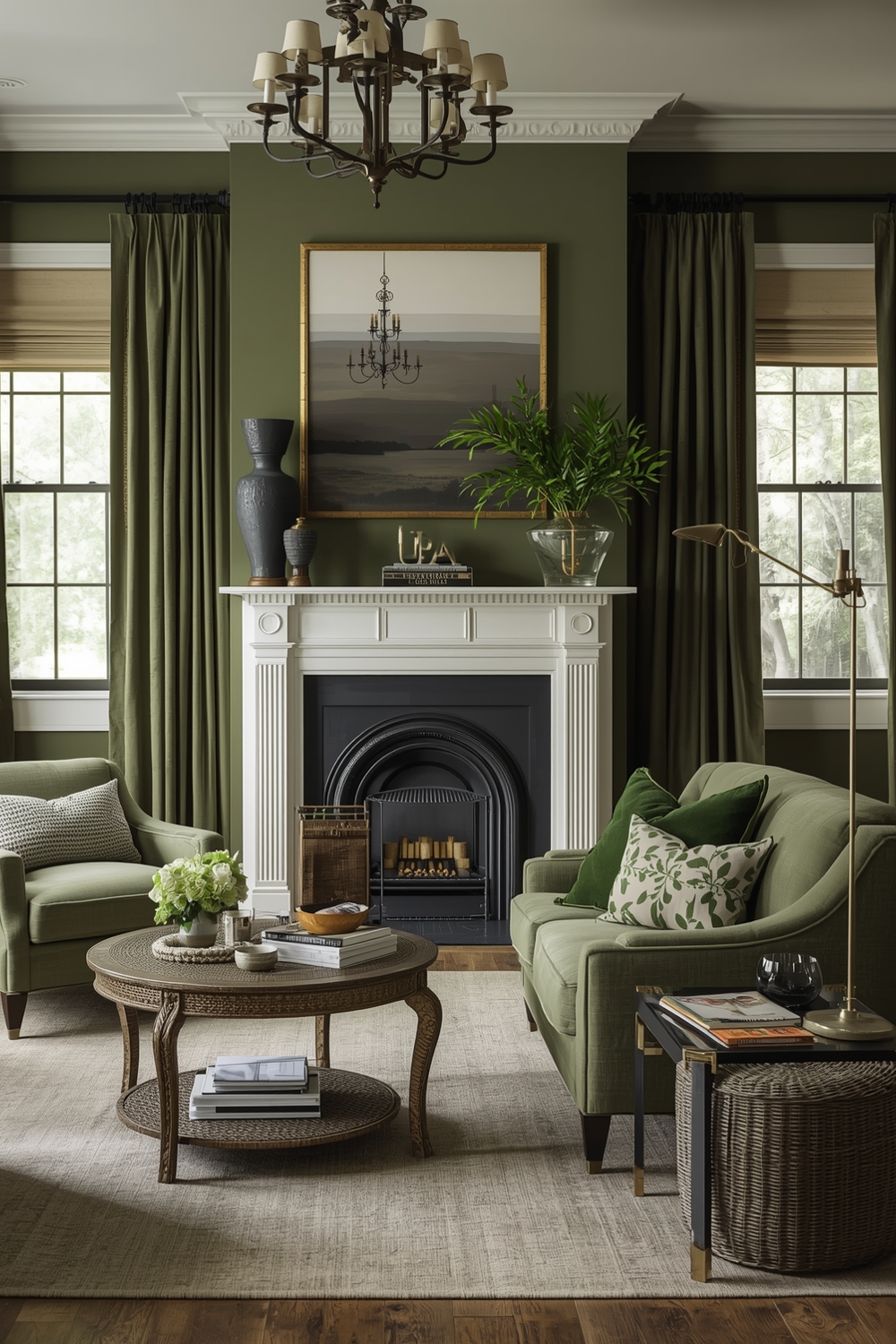 Olive Green Living Room Accent Feature Ideas