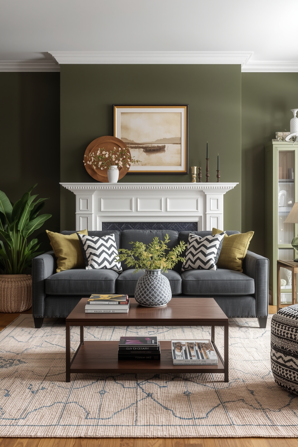 Olive Green Living Room Accent Idea Examples