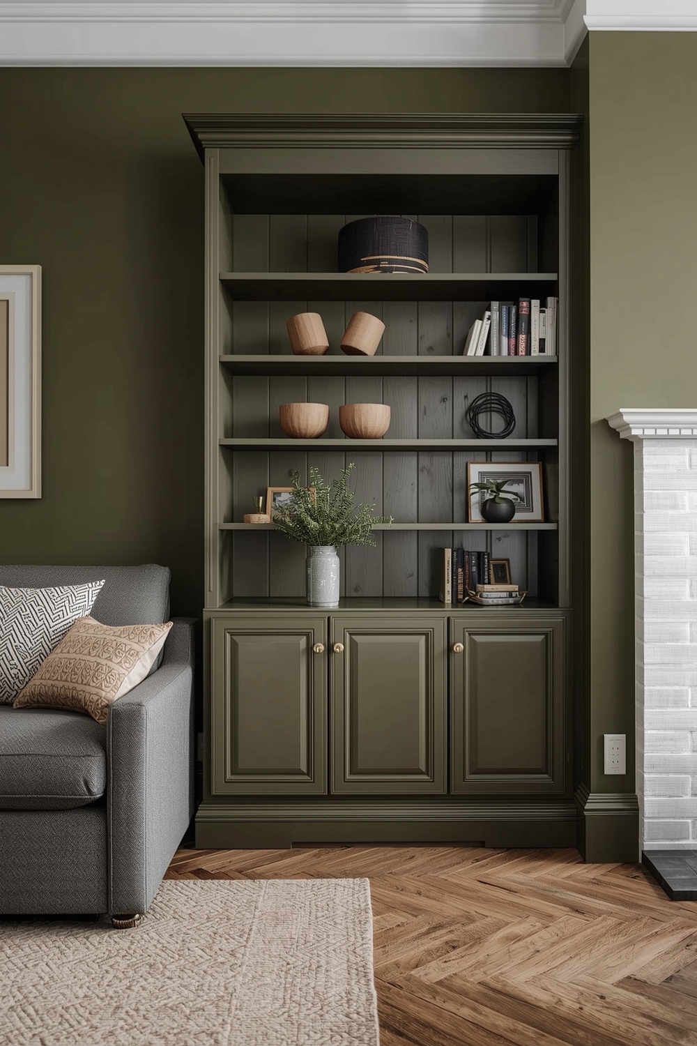 Olive Green Living Room Storage Solution Galleries
