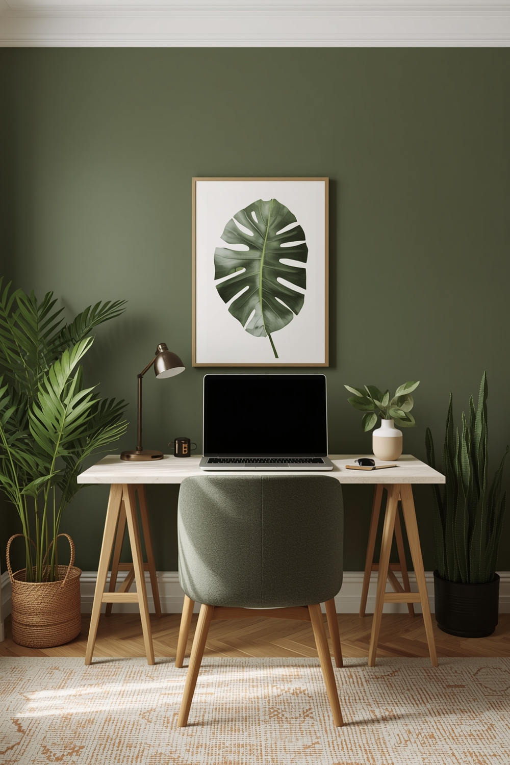 Olive Green Living Room Workspace Layout Examples
