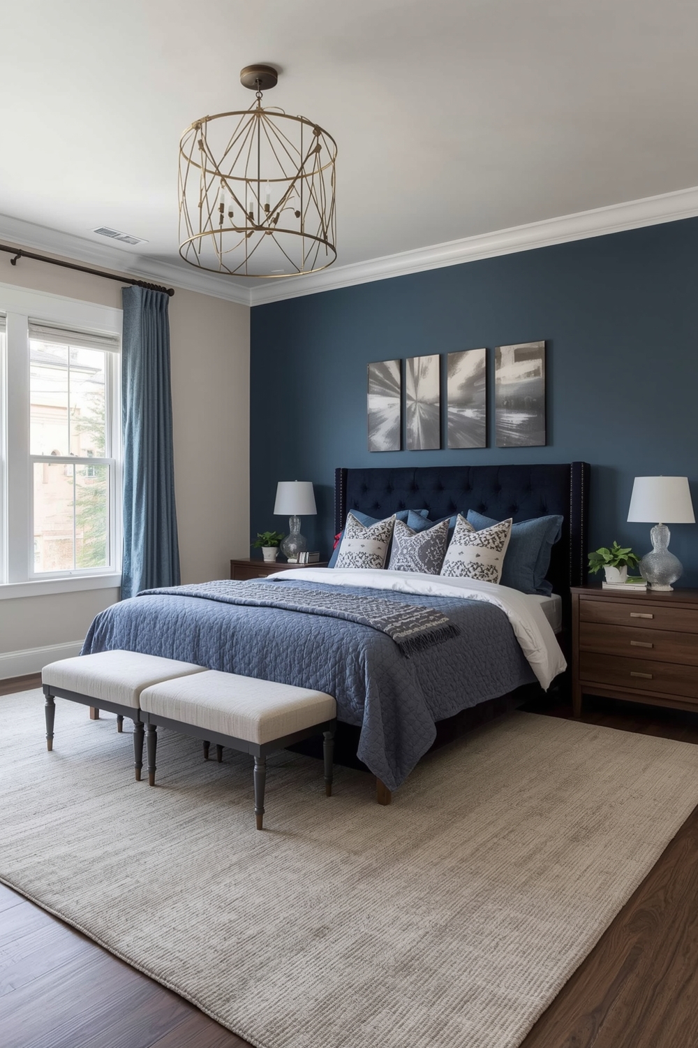 Open Concept Blue Bedroom Layout Plans