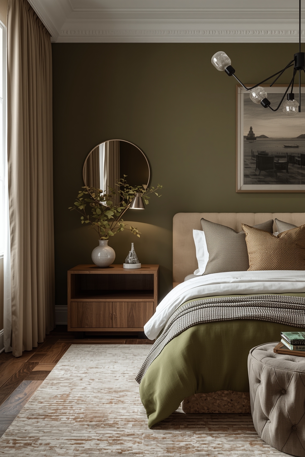 Open Concept Olive Green Bedroom Design Galleries