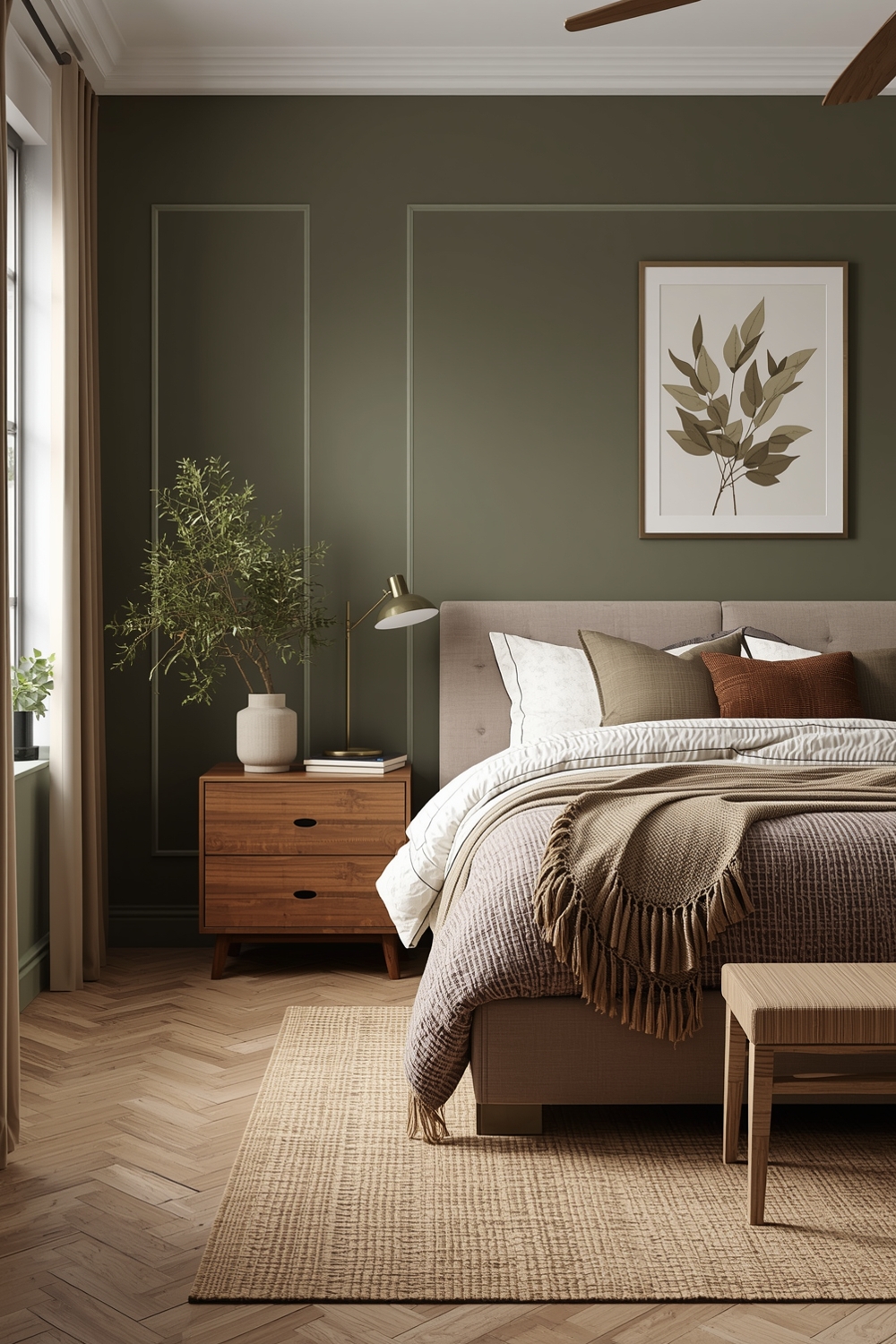 Open Concept Olive Green Bedroom Layout Boards