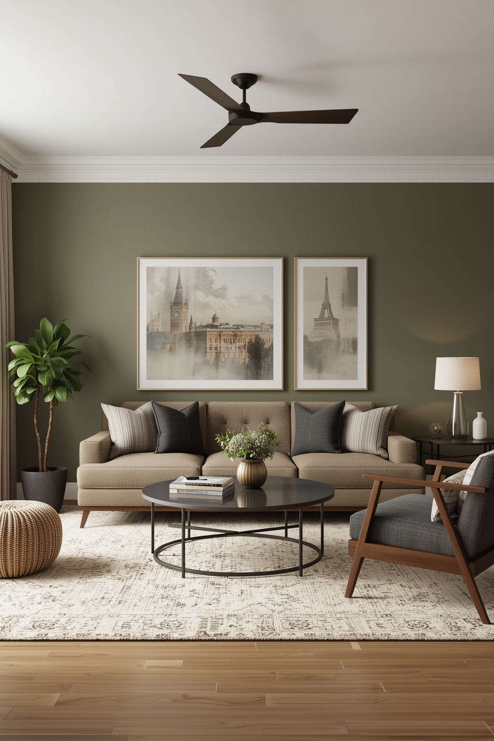 Open Concept Olive Green Living Room Layout Galleries