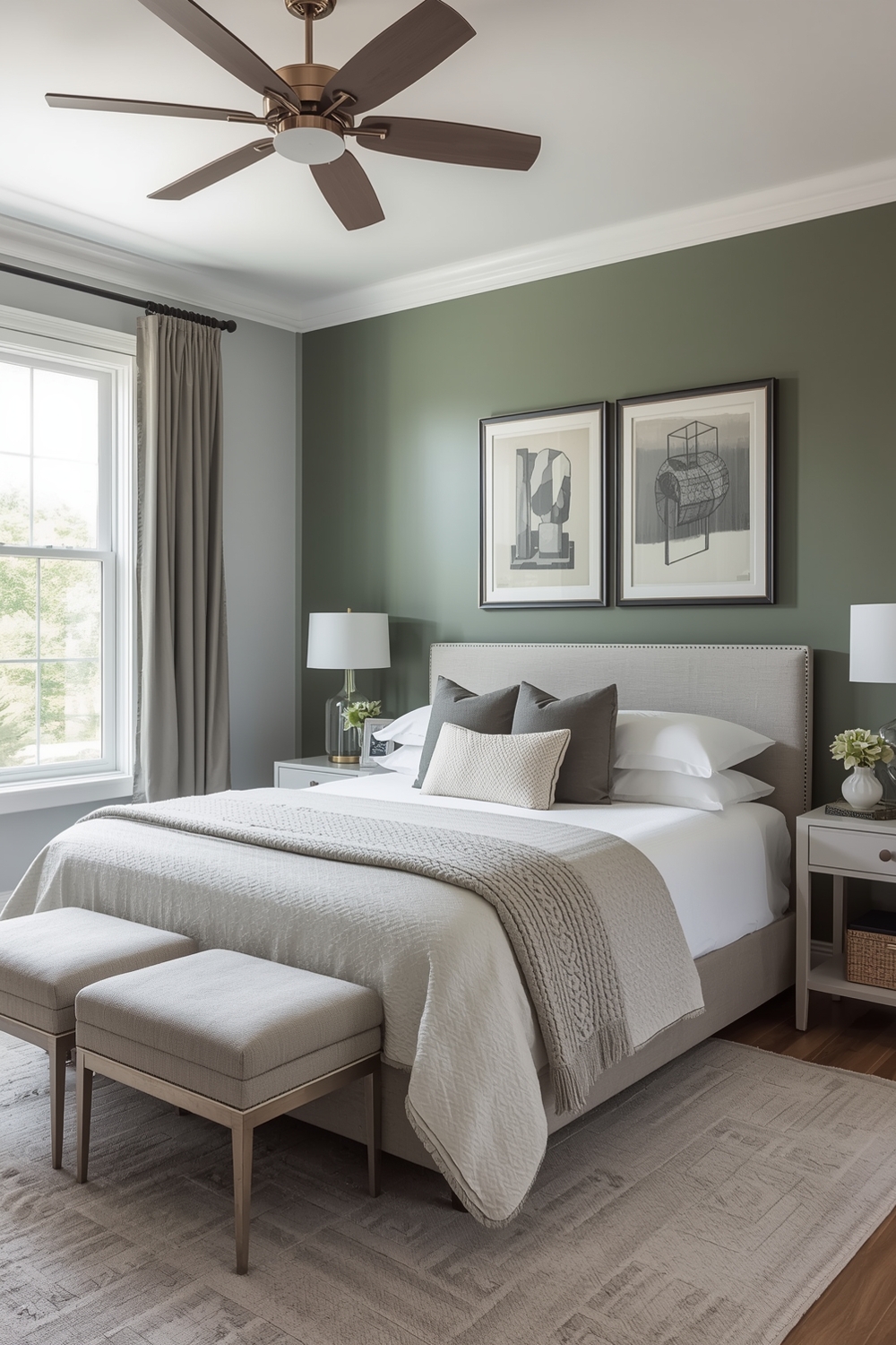 Open Concept Sage Green Bedroom Layout Plans