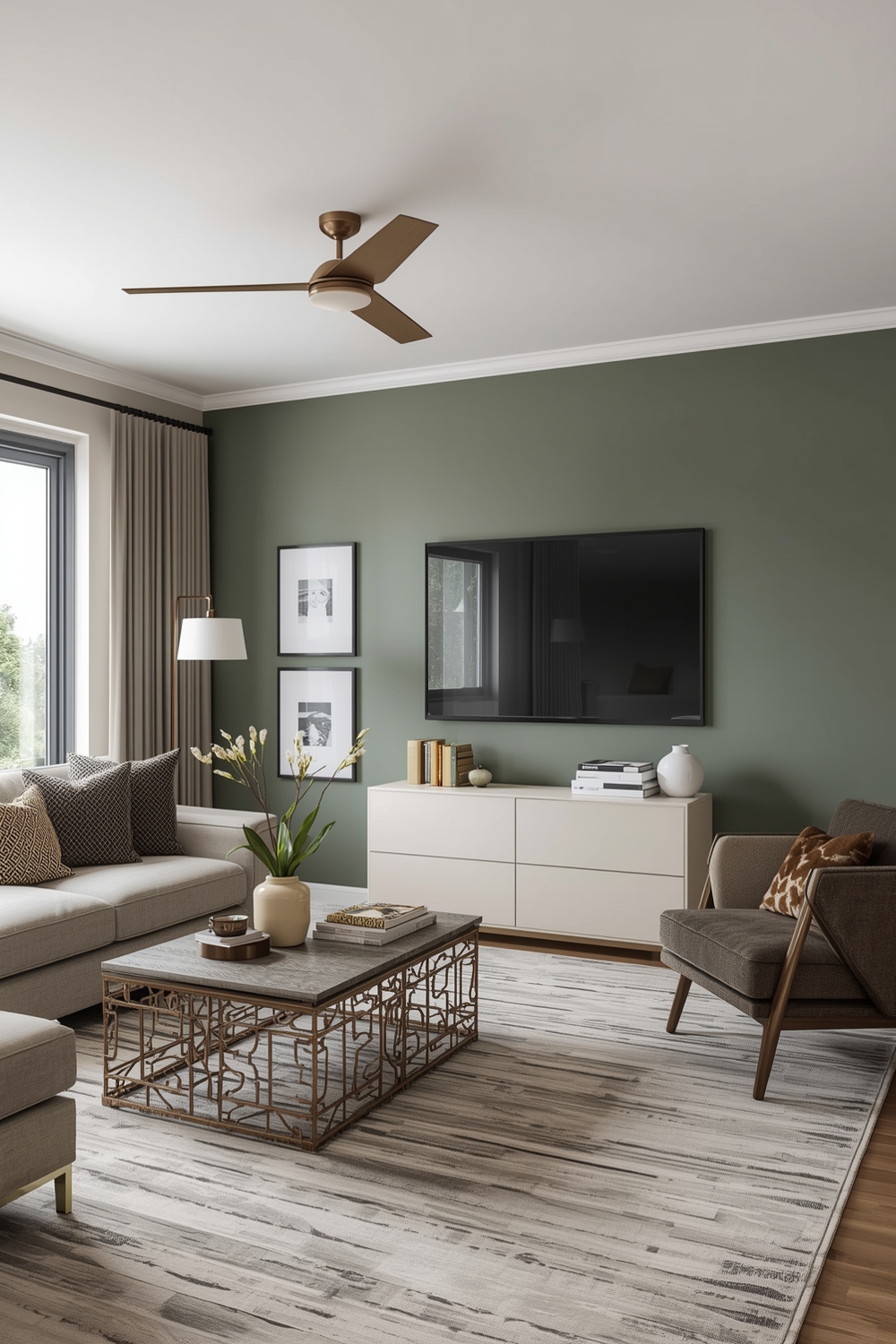 Open Concept Sage Green Living Room Layout Galleries
