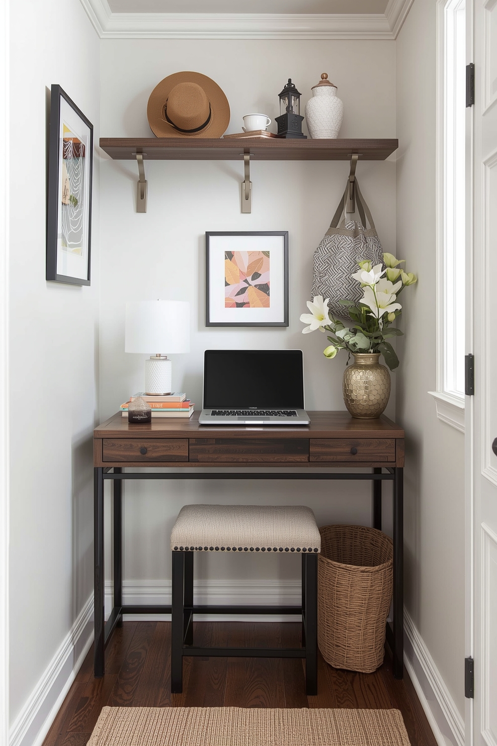 Organized Small Entryway Workspace Examples