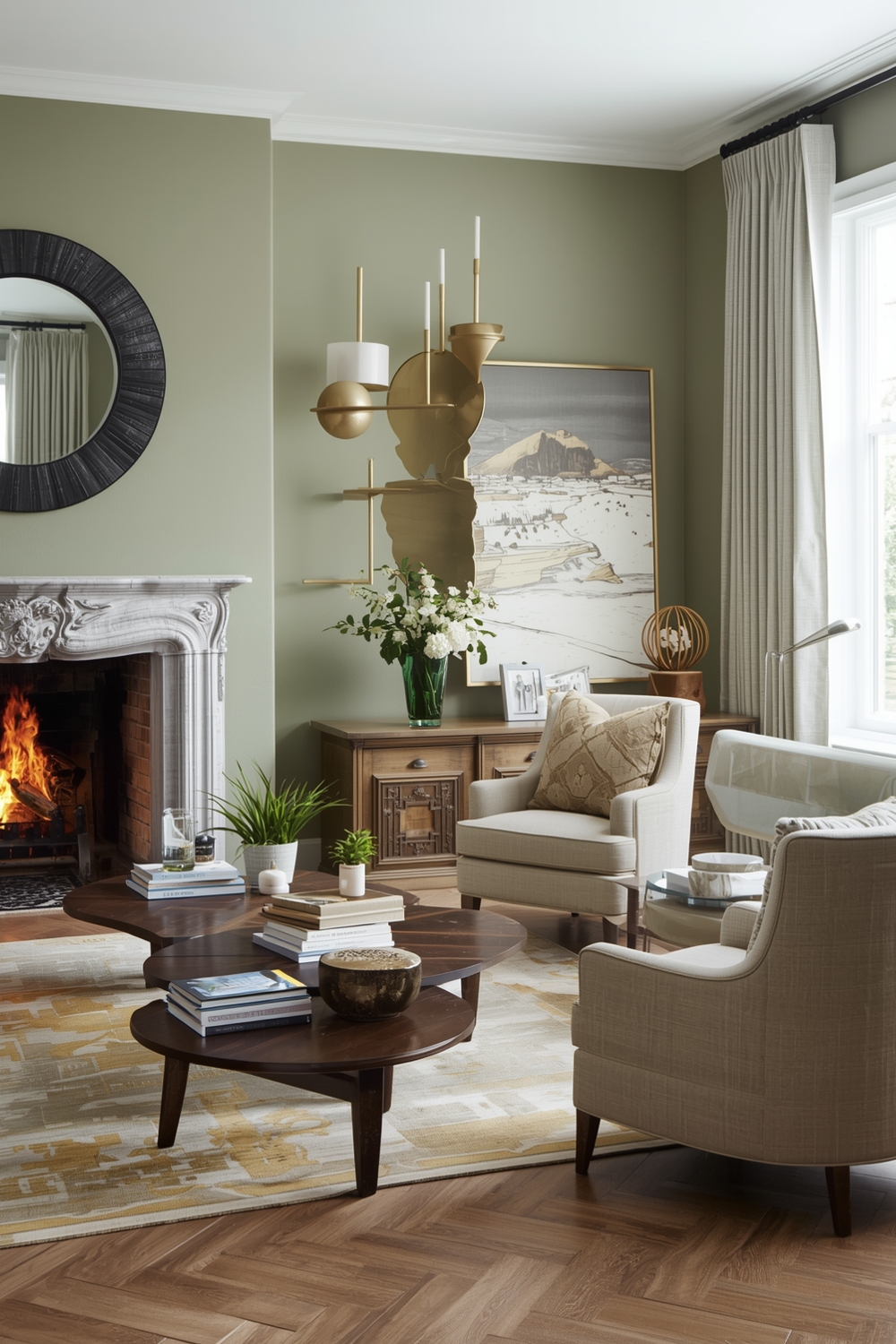 Sage Green Living Room Design Galleries for Modern Homes