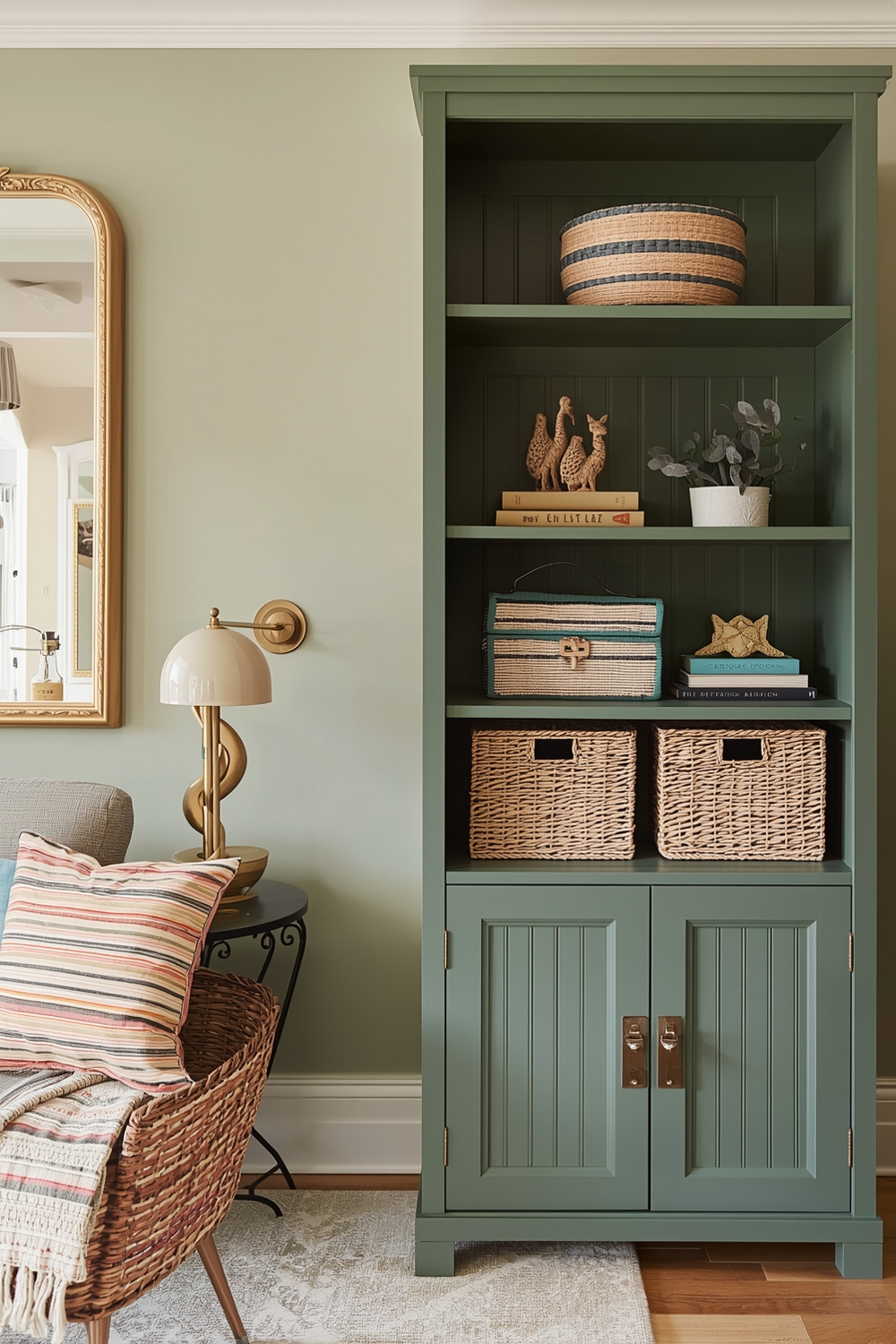 Sage Green Living Room Storage Idea Galleries