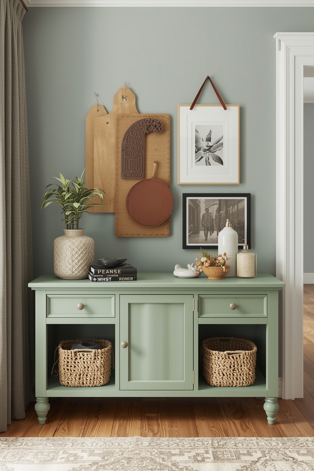 Sage Green Living Room Storage Solution Boards