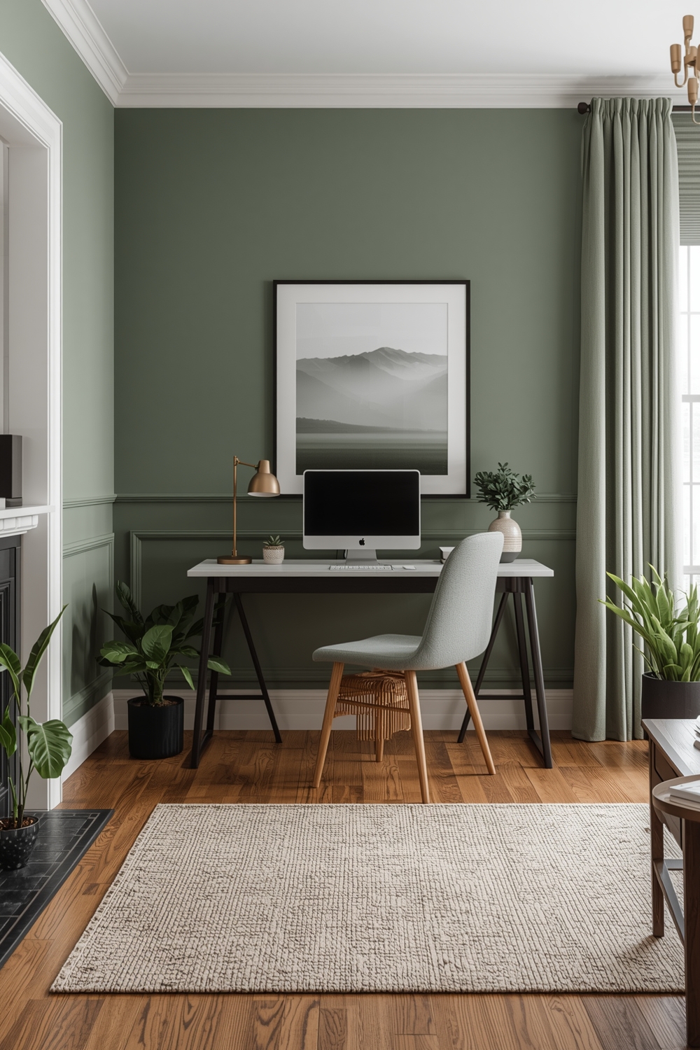 Sage Green Living Room Workspace Layout Examples