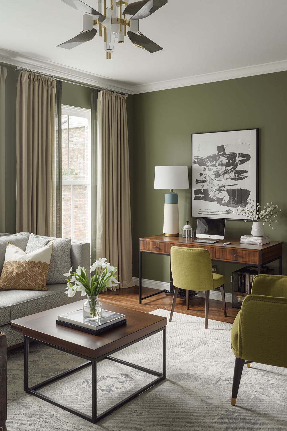 Sage Green Living Room Workspace Layout Galleries
