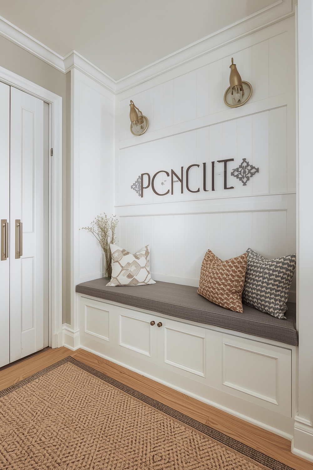 Small Entryway with Built-In Bench Seating