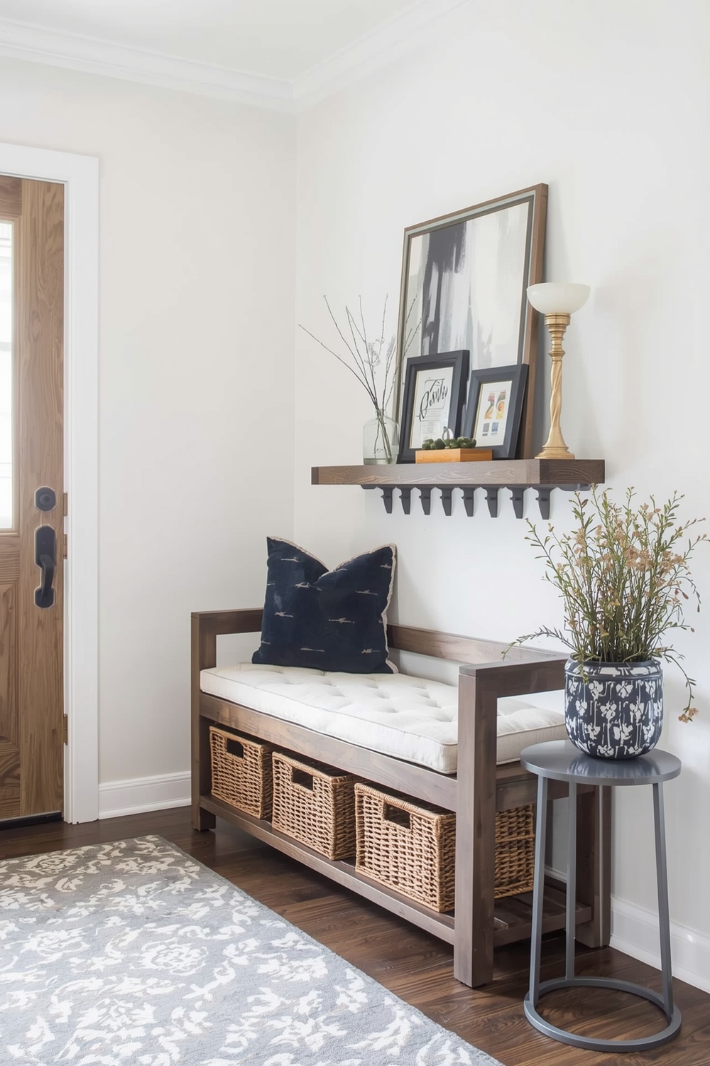 Small Entryway with Floating Bench Ideas