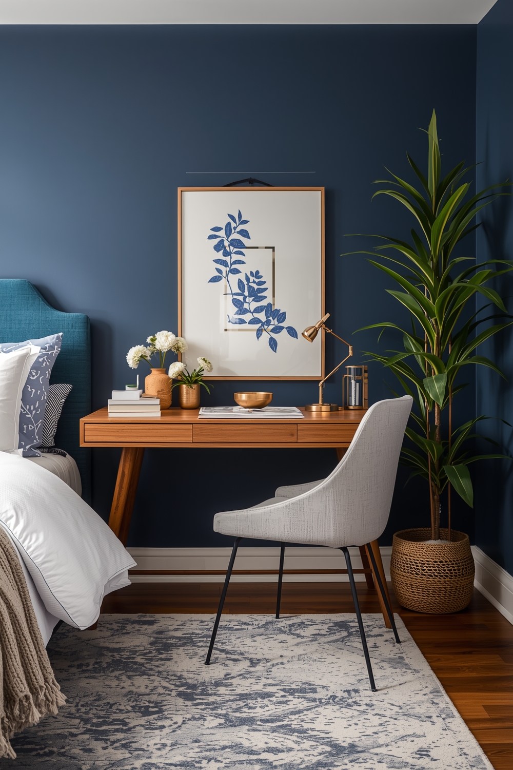 Snug Blue Bedroom Workspace Examples