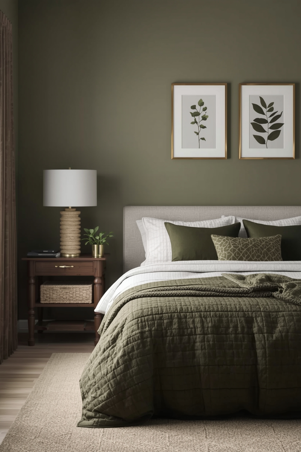 Snug Olive Green Bedroom Layout Examples