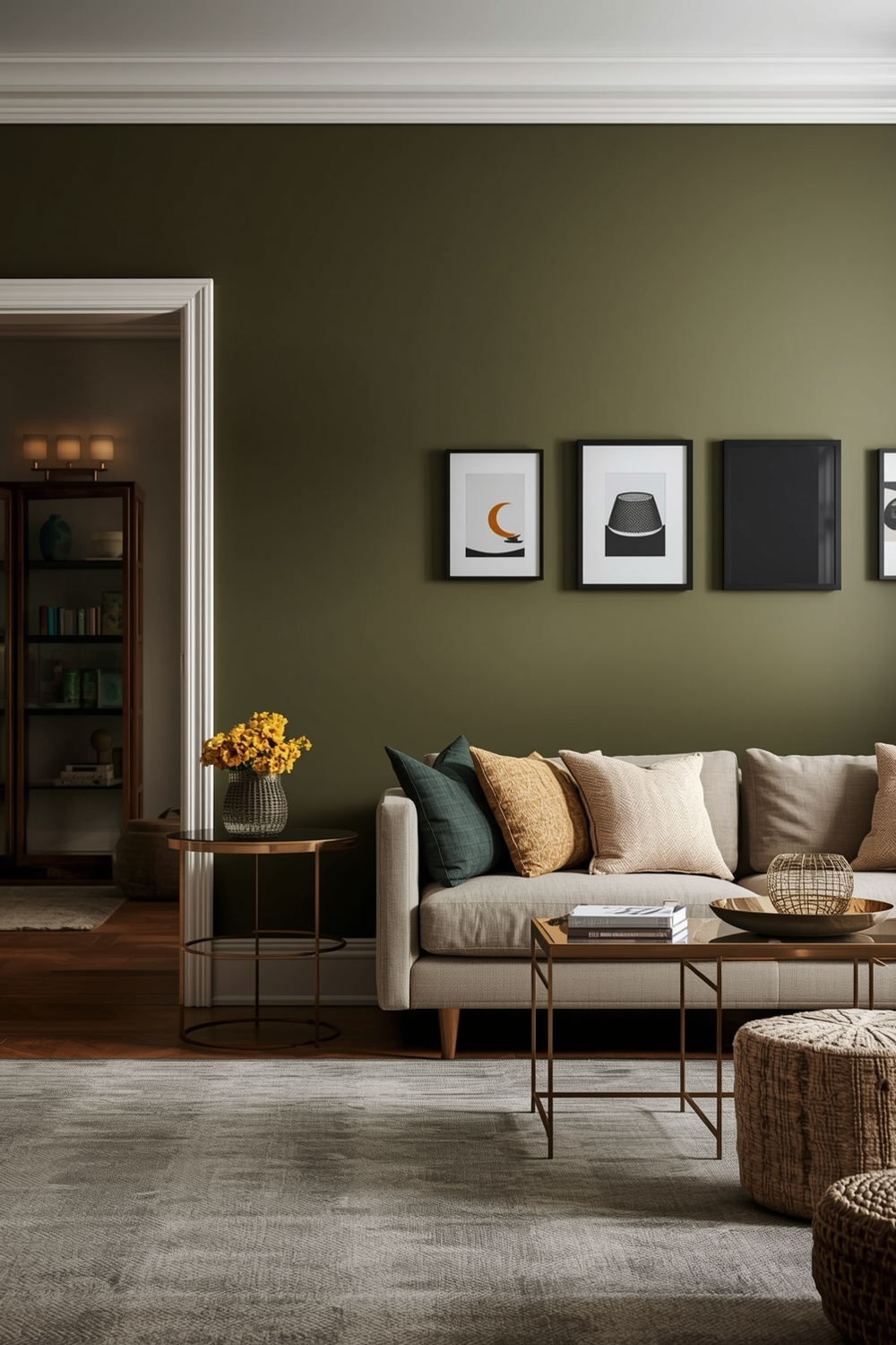 Snug Olive Green Living Room Design Galleries