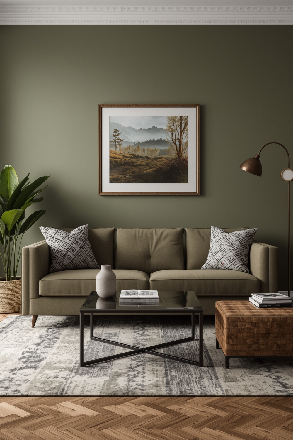 Snug Olive Green Living Room Layout Concepts