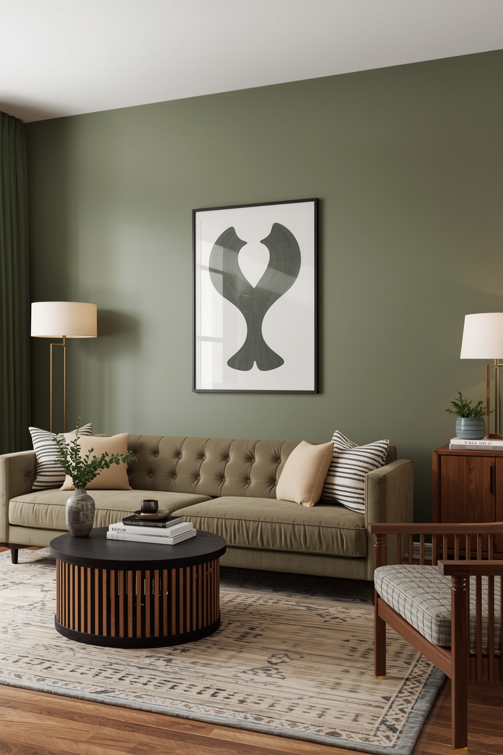 Snug Olive Green Living Room Layout Examples
