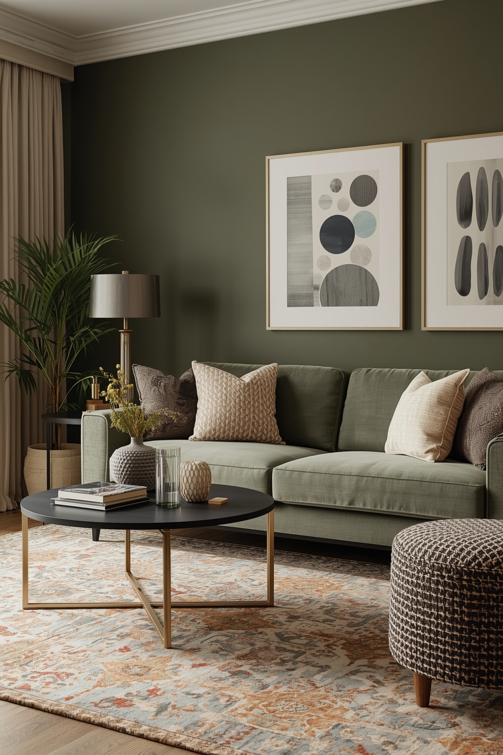 Snug Olive Green Living Room Layout Examples