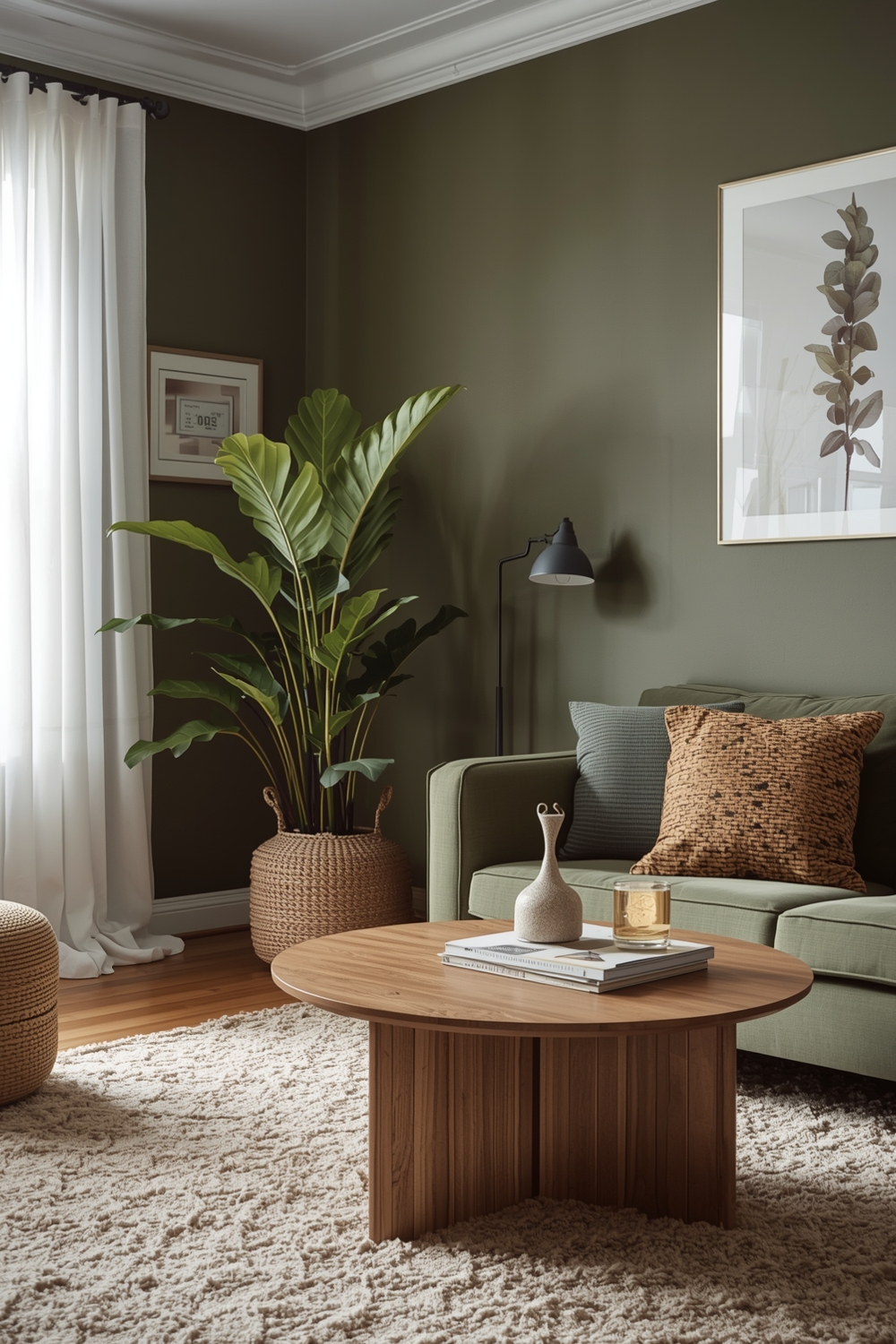 Snug Olive Green Living Room Workspace Examples