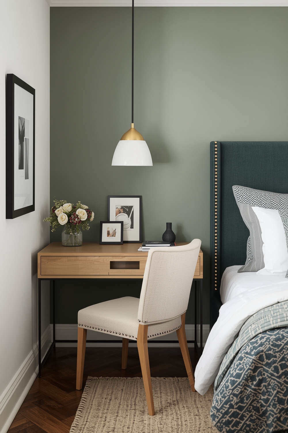Snug Sage Green Bedroom Workspace Examples