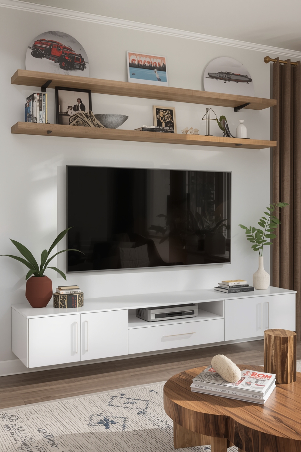 TV Wall Layouts with Display Shelves