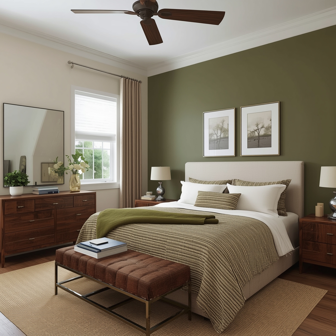 Olive green Bedroom