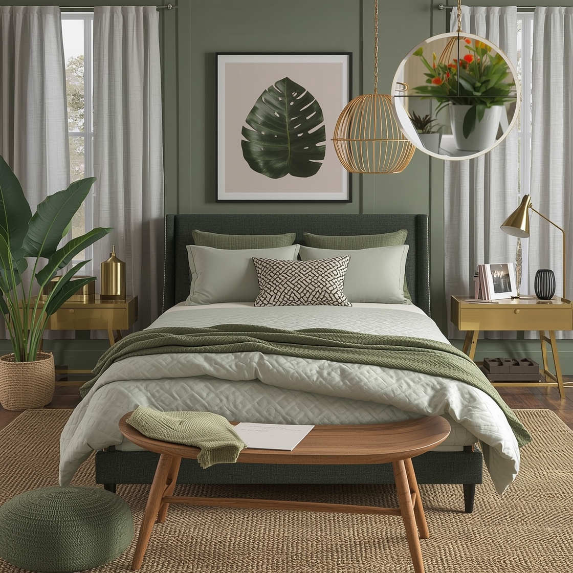Olive green Bedroom