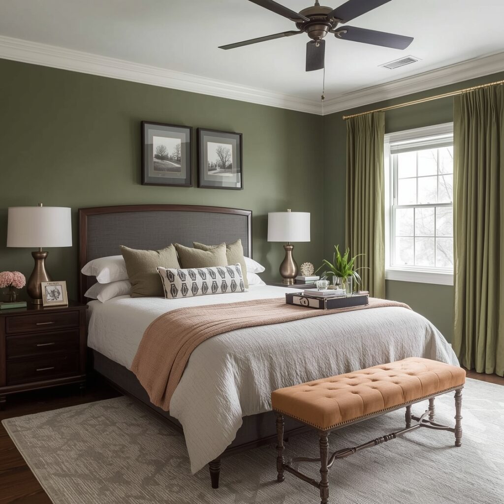 Olive green Bedroom